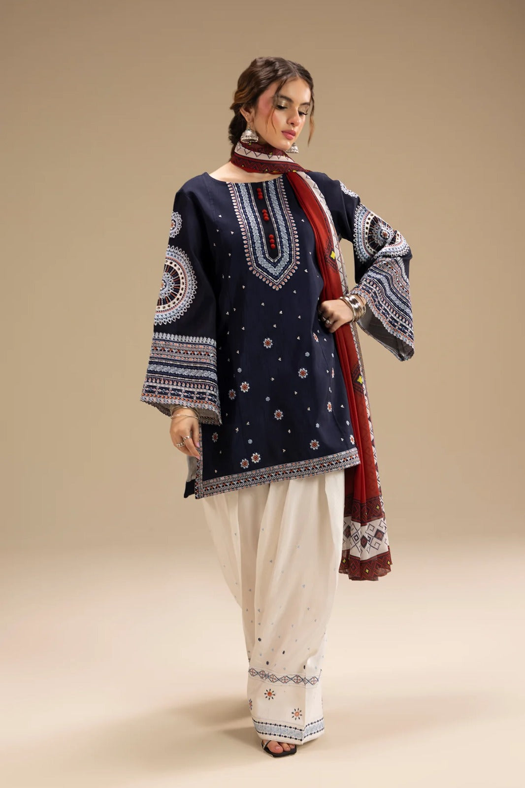 LAIBA - 3PC LAWN EMBROIDERED