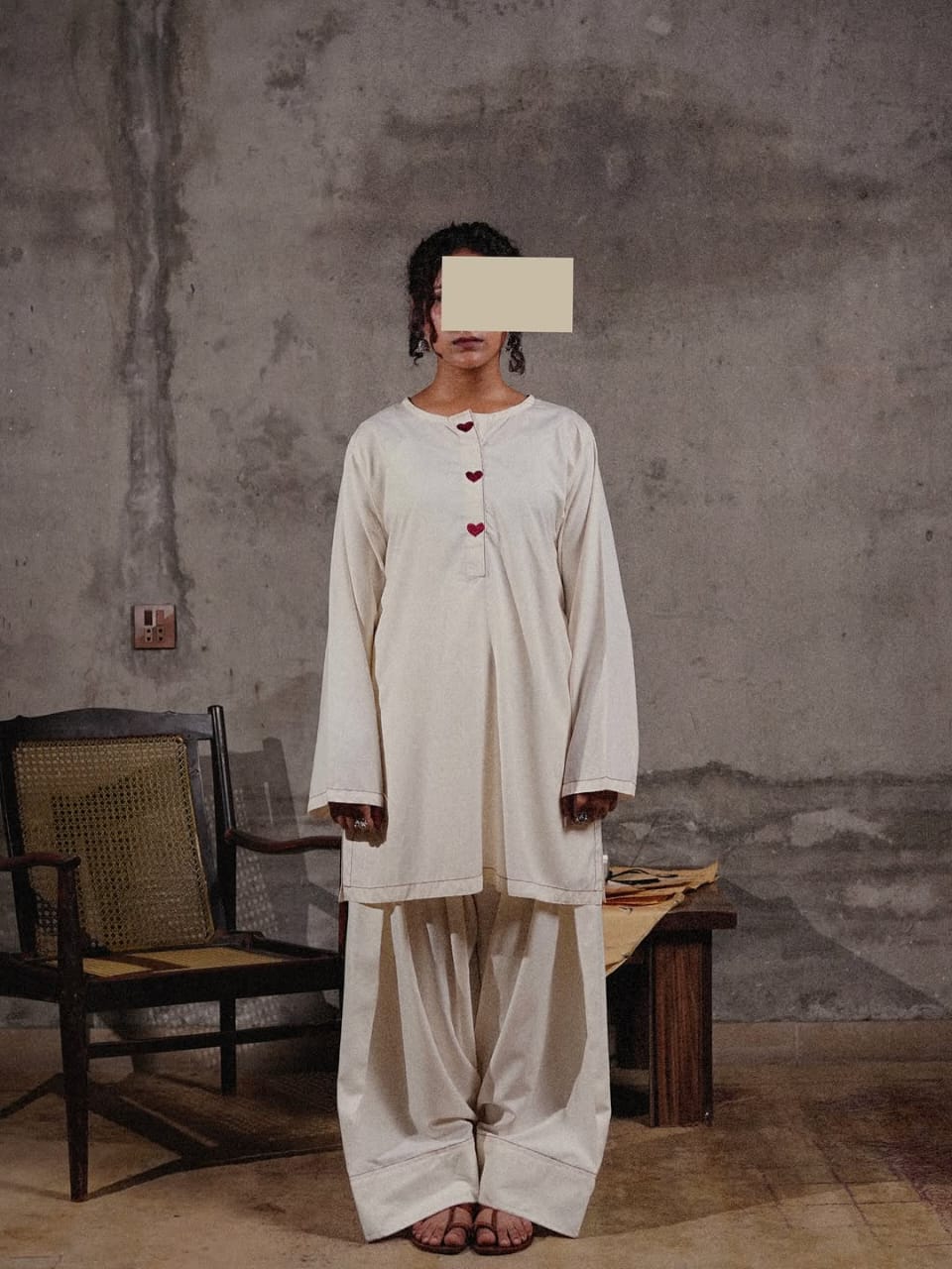 WHITE HEART 3PC ( FARSHI SHALWAR )