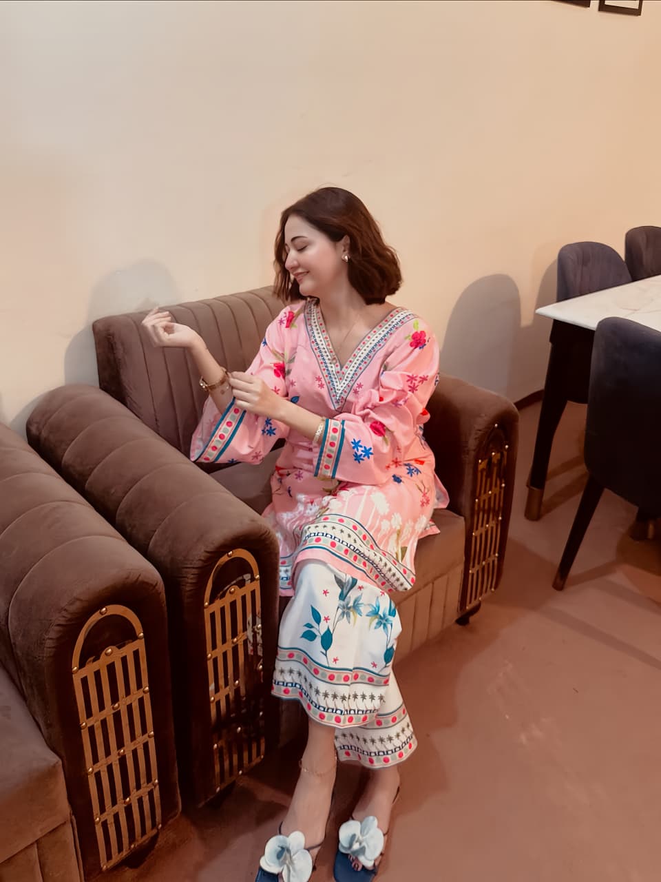 PINK FLORAL DIGITAL PRINTED 2PC