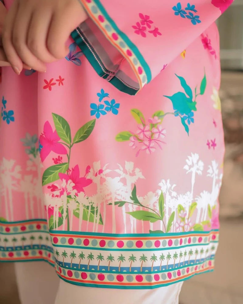 PINK FLORAL DIGITAL PRINTED 2PC