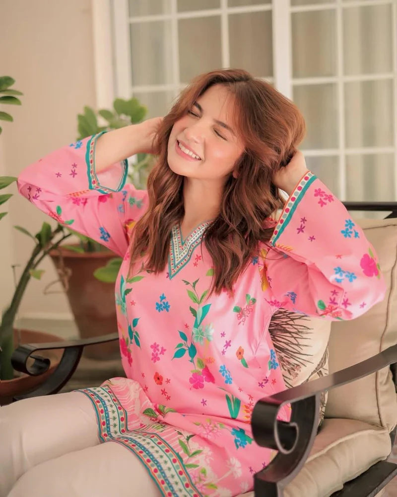 PINK FLORAL DIGITAL PRINTED 2PC